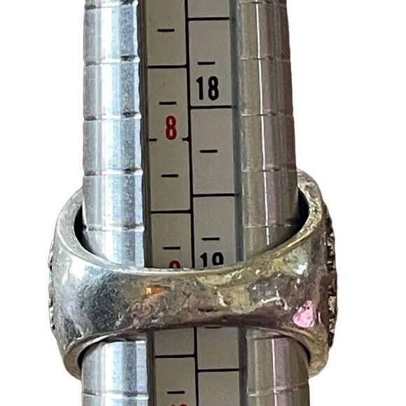 NWOT silver tone turquoise like square stone ring tree of life design size 9.5 - Picture 8 of 8